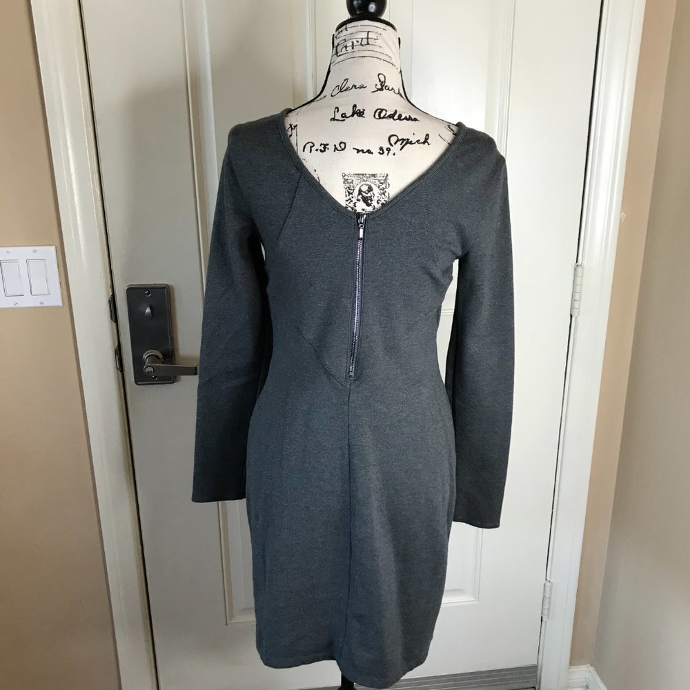 Athleta Illusion Long Sleeve Bodycon Dress Charcoal Grey - Picture 5 of 6
